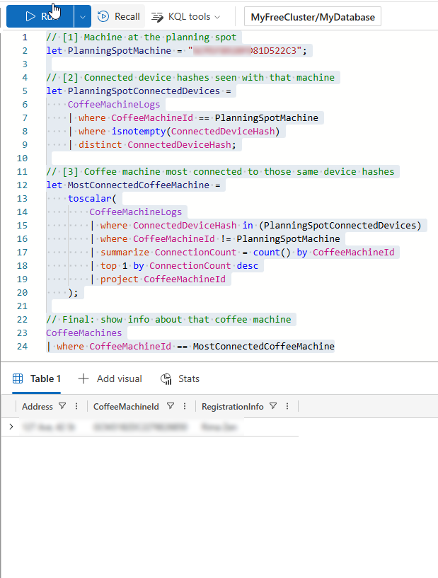 Sanitized KQL workspace screenshot for Call of the Cyber Duty Case 2