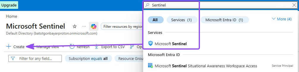Adding Microsoft Sentinel to the workspace