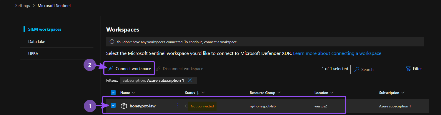 Adding Microsoft Sentinel to the workspace