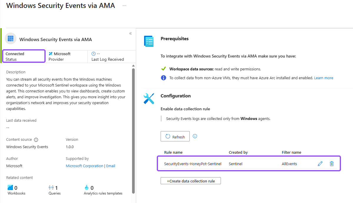 Creating a Data Collection Rule for the VM