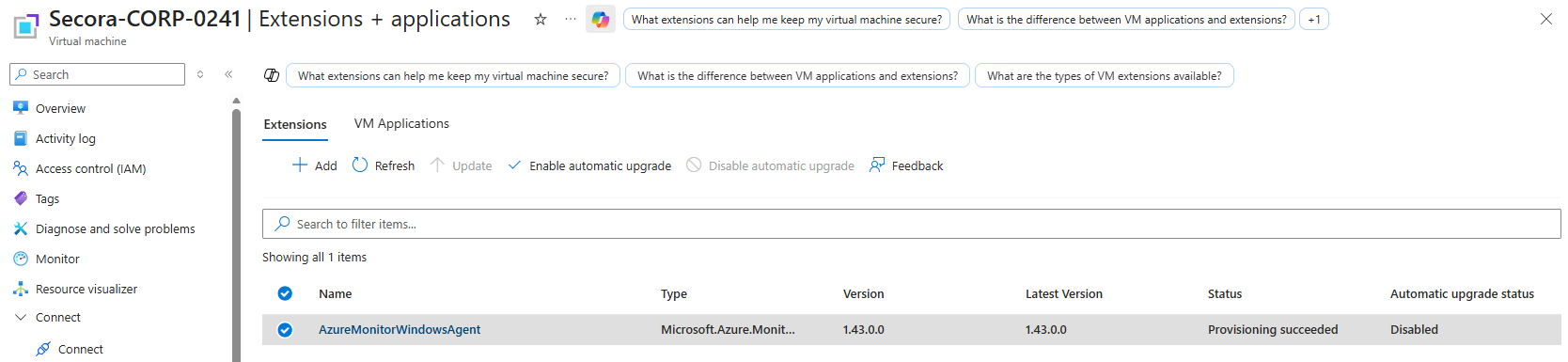 VM extensions vs apps