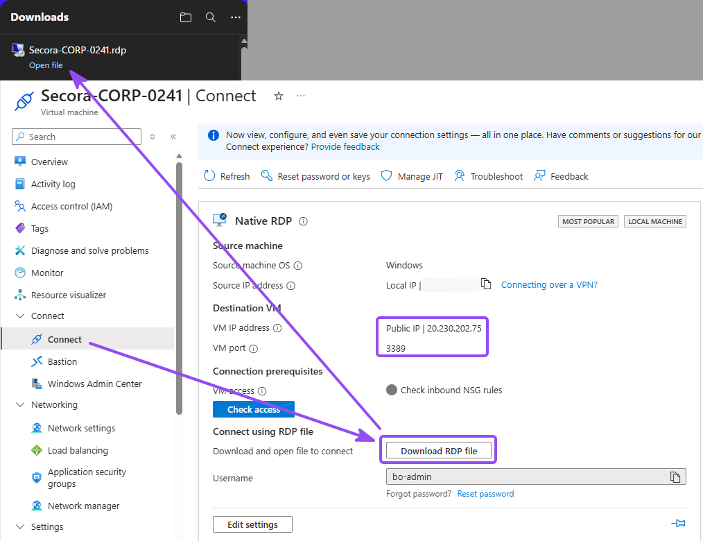 RDP into VM