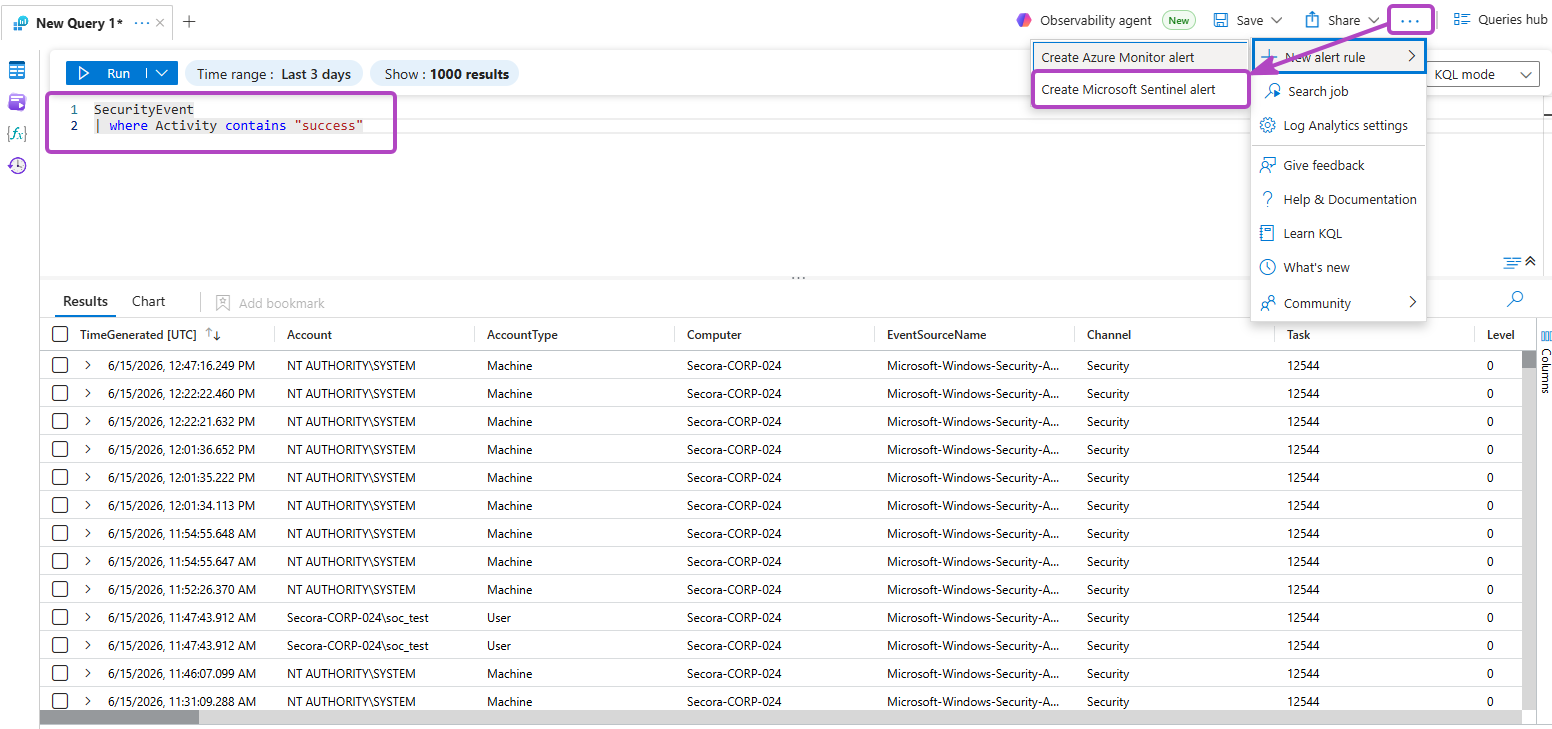 Creating an analytics rule with MITRE mapping